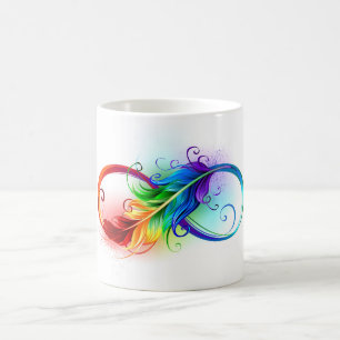 Oändlig symbol med Rainbow Feather Magisk Mugg