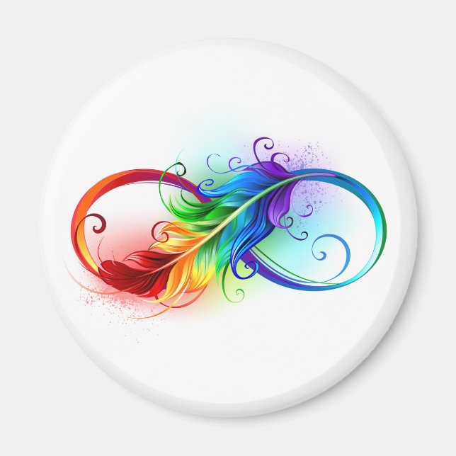 Oändlig symbol med Rainbow Feather Magnet (Framsidan)