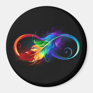 Oändlig symbol med Rainbow Feather Magnet