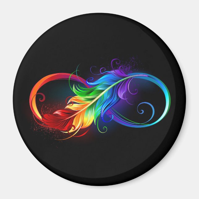 Oändlig symbol med Rainbow Feather Magnet (Framsidan)