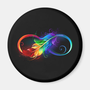 Oändlig symbol med Rainbow Feather Magnet