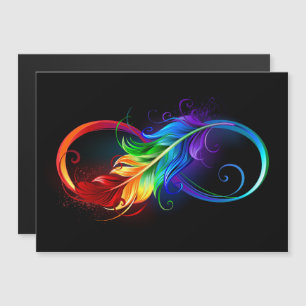 Oändlig symbol med Rainbow Feather Magnetisk Inbjudningskort