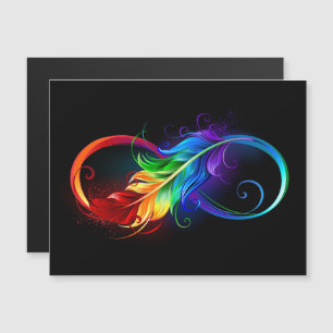 Oändlig symbol med Rainbow Feather Magnetisk Inbjudningskort