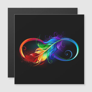 Oändlig symbol med Rainbow Feather Magnetisk Inbjudningskort