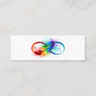 Oändlig symbol med Rainbow Feather Mini Visitkort