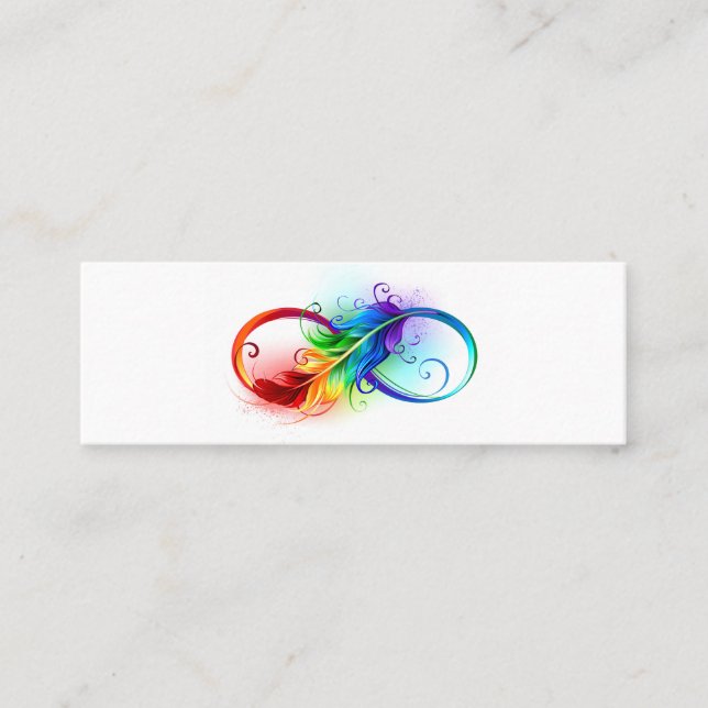 Oändlig symbol med Rainbow Feather Mini Visitkort (Framsida)