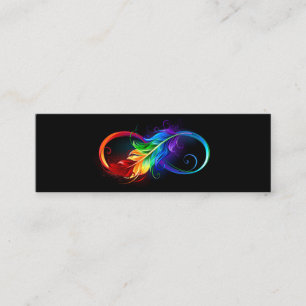 Oändlig symbol med Rainbow Feather Mini Visitkort