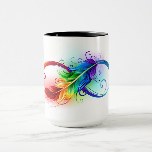 Oändlig symbol med Rainbow Feather Mugg (Center)