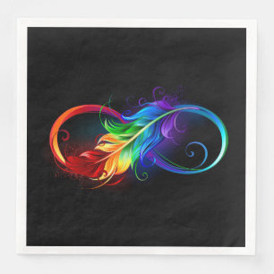 Oändlig symbol med Rainbow Feather Pappersservett