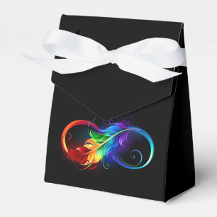 Oändlig symbol med Rainbow Feather Presentaskar