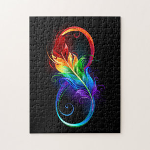 Oändlig symbol med Rainbow Feather Pussel