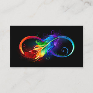 Oändlig symbol med Rainbow Feather Rabattkort