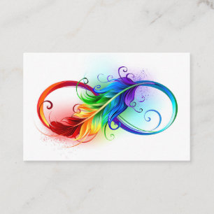 Oändlig symbol med Rainbow Feather Rabattkort