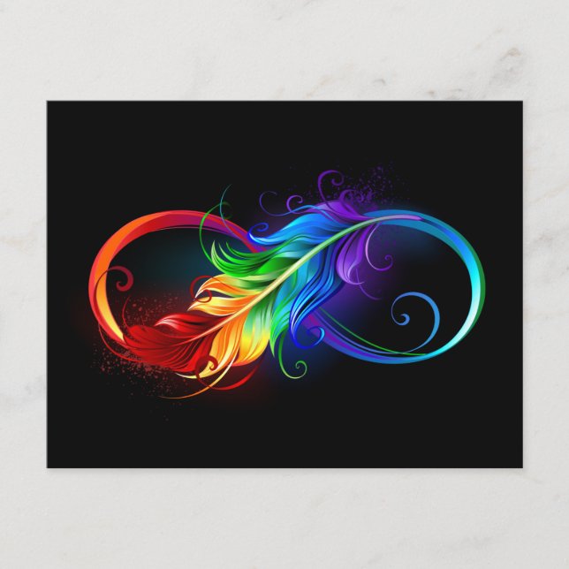 Oändlig symbol med Rainbow Feather Rådkort (Framsida)
