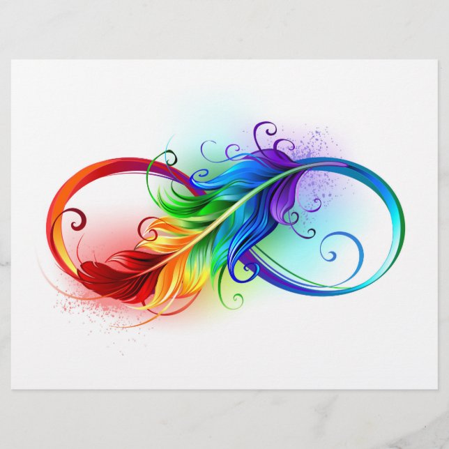 Oändlig symbol med Rainbow Feather Reklamblad (Framsidan)