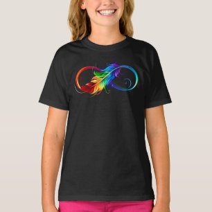 Oändlig symbol med Rainbow Feather T Shirt