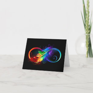 Oändlig symbol med Rainbow Feather Tack Kort