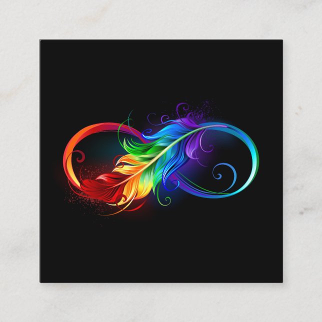 Oändlig symbol med Rainbow Feather Tidsbeställning Kort (Framsida)