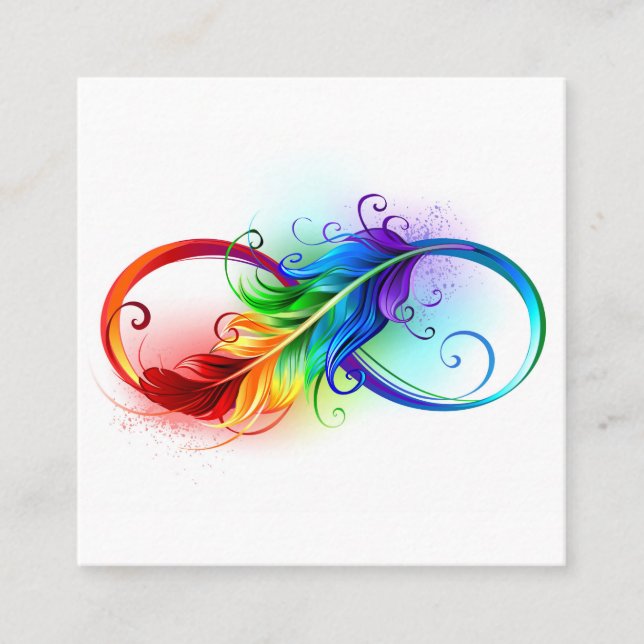 Oändlig symbol med Rainbow Feather Tidsbeställning Kort (Framsida)
