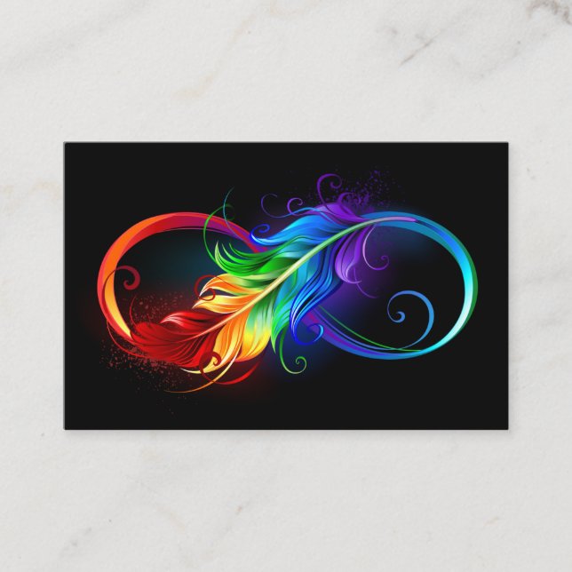 Oändlig symbol med Rainbow Feather Tidsbeställning Kort (Framsida)