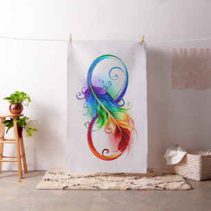 Oändlig symbol med Rainbow Feather Tyg