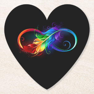 Oändlig symbol med Rainbow Feather Underlägg Papper
