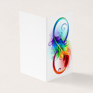 Oändlig symbol med Rainbow Feather Visitkort