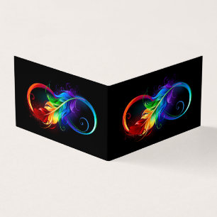 Oändlig symbol med Rainbow Feather Visitkort