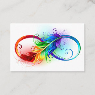 Oändlig symbol med Rainbow Feather Visitkort