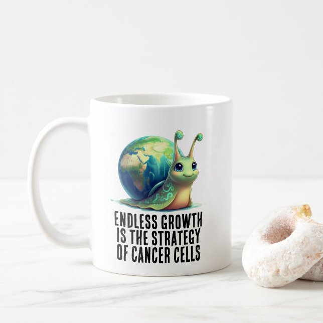 Oändlig tillväxt är cancer cellers strategi Snigel Kaffemugg (Med munk)