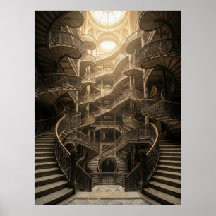 Oändlig Trappa Storslagen Arkitektur Poster