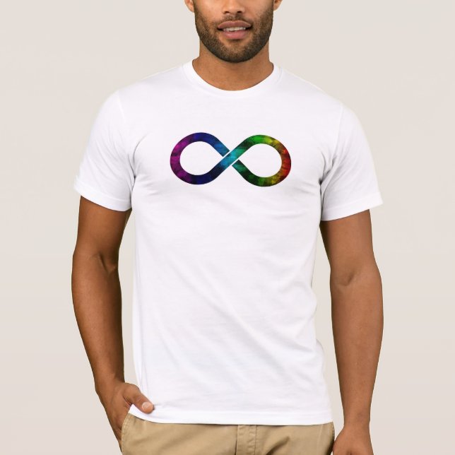 Oändlig vattenfärg för neurodiversitet över svart t shirt (Framsida)