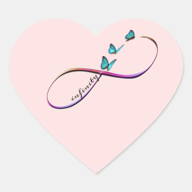 oändliga fjärilar hjärtformat klistermärke (Framsida)