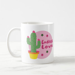 Oändliga Kärlek Kawaii-Gröntar med Rosa text Kaffemugg