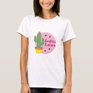 Oändliga Kärlek Kawaii-Gröntar med Rosa text T Shirt