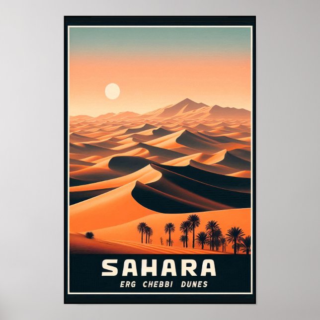 Oändliga sanddyner i Erg Chebbi, Marocko Poster (Framsidan)