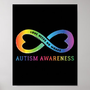 Oändlighet Hjärta Kärlek Autism Medvetenhet Behöve Poster