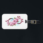 Oändlighet med Blommar Flowers Sakura Bagagebricka<br><div class="desc">Symbol för oändlighet med blommor och löv av blåsande sakura-blommar mot ljusbakgrund,  målade med blå färg. Oändlighetssymbolen. Sakura-blommar. Tatto stil. Hanami</div>