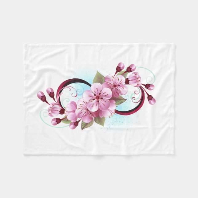 Oändlighet med Blommar Flowers Sakura Fleecefilt (Framsidan (Horisontell))