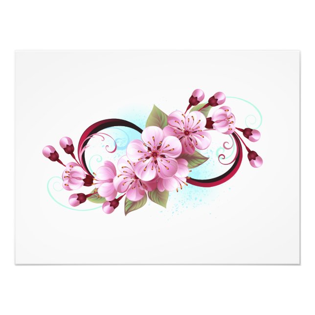 Oändlighet med Blommar Flowers Sakura Fototryck (Framsidan)