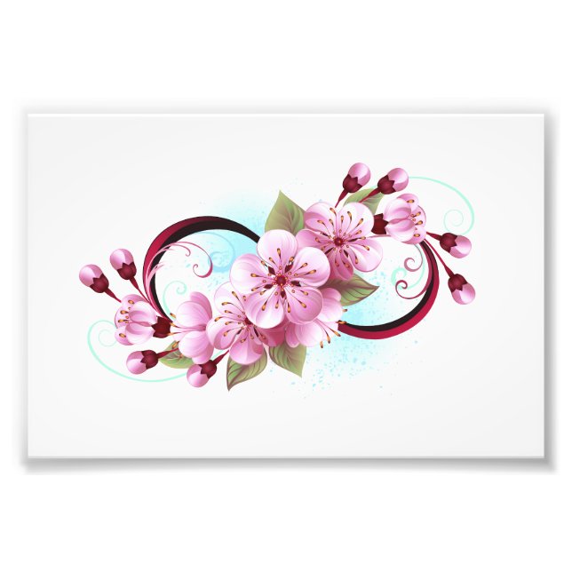 Oändlighet med Blommar Flowers Sakura Fototryck (Framsidan)