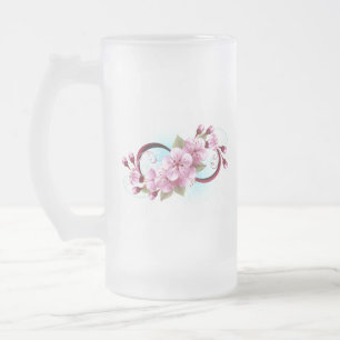 Oändlighet med Blommar Flowers Sakura Frostat Ölglas