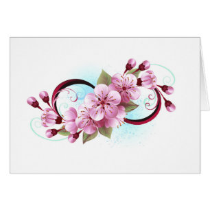 Oändlighet med Blommar Flowers Sakura Hälsningskort