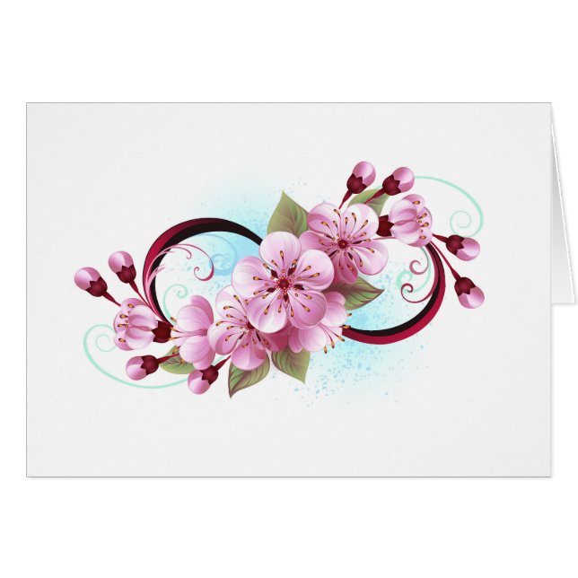 Oändlighet med Blommar Flowers Sakura Hälsningskort (Framsidan Horizontal)