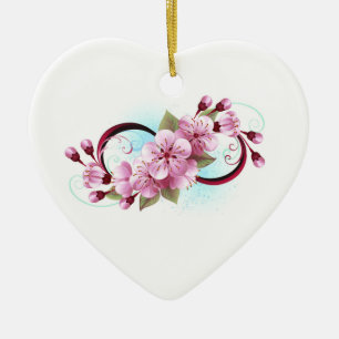 Oändlighet med Blommar Flowers Sakura Julgransprydnad Keramik