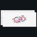 Oändlighet med Blommar Flowers Sakura Julkort<br><div class="desc">Symbol för oändlighet med blommor och löv av blåsande sakura-blommar mot ljusbakgrund,  målade med blå färg. Oändlighetssymbolen. Sakura-blommar. Tatto stil. Hanami</div>