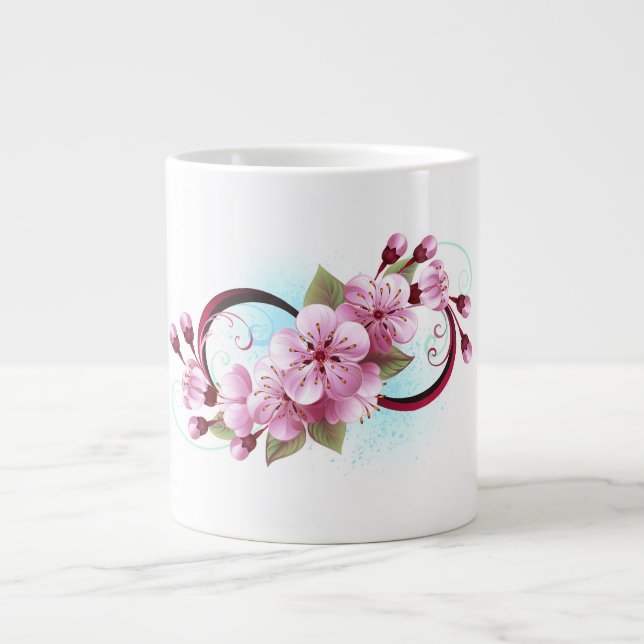 Oändlighet med Blommar Flowers Sakura Jumbo Mugg (Framsidan)