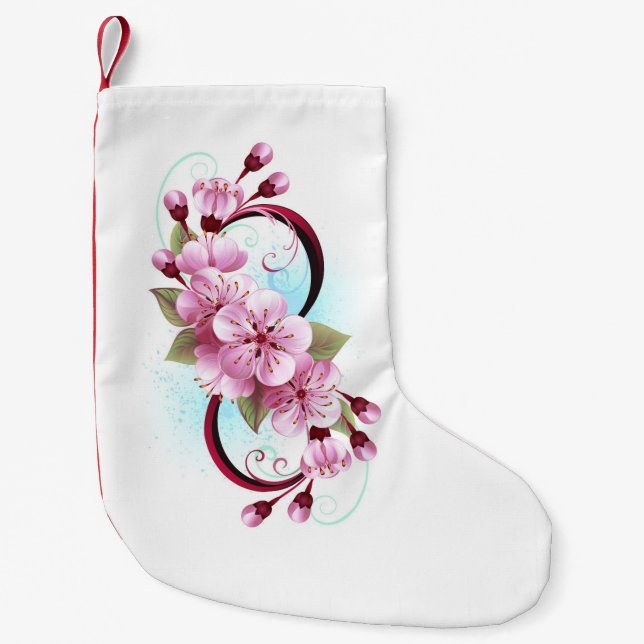 Oändlighet med Blommar Flowers Sakura Liten Julstrumpa (Framsidan)