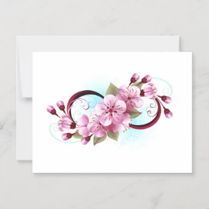Oändlighet med Blommar Flowers Sakura Magnetisk Inbjudningskort