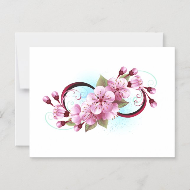 Oändlighet med Blommar Flowers Sakura Magnetisk Inbjudningskort (Framsida)